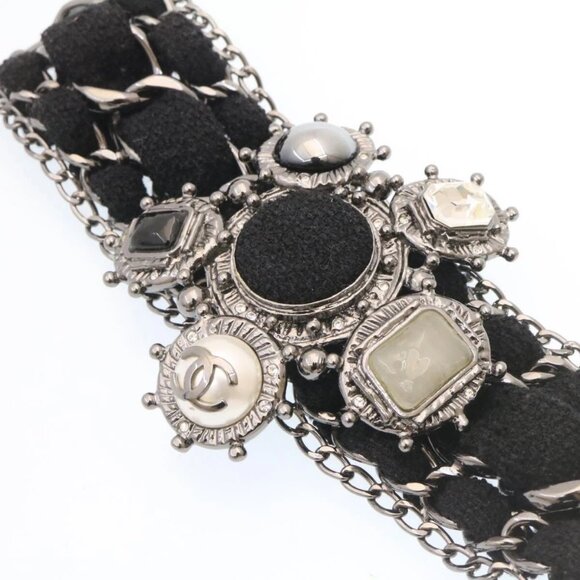 CHANEL Bangle Bracelet Metal Black CC Auth - Picture 6 of 10